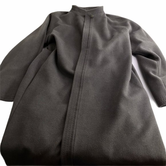 Max Mara Long Coat US 10 Large Gray Brown Wool Angora Cashmere Designer Luxury